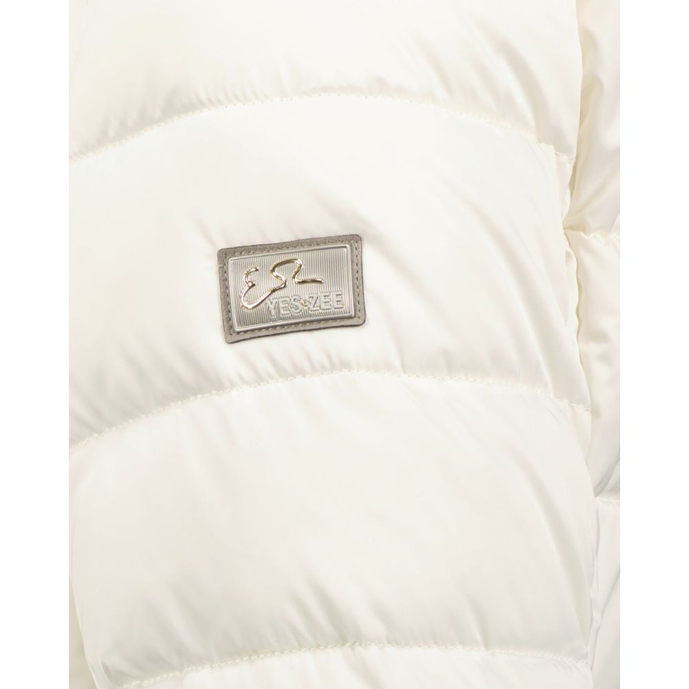 Yes Zee Chic White Short Down Jacket with Hood