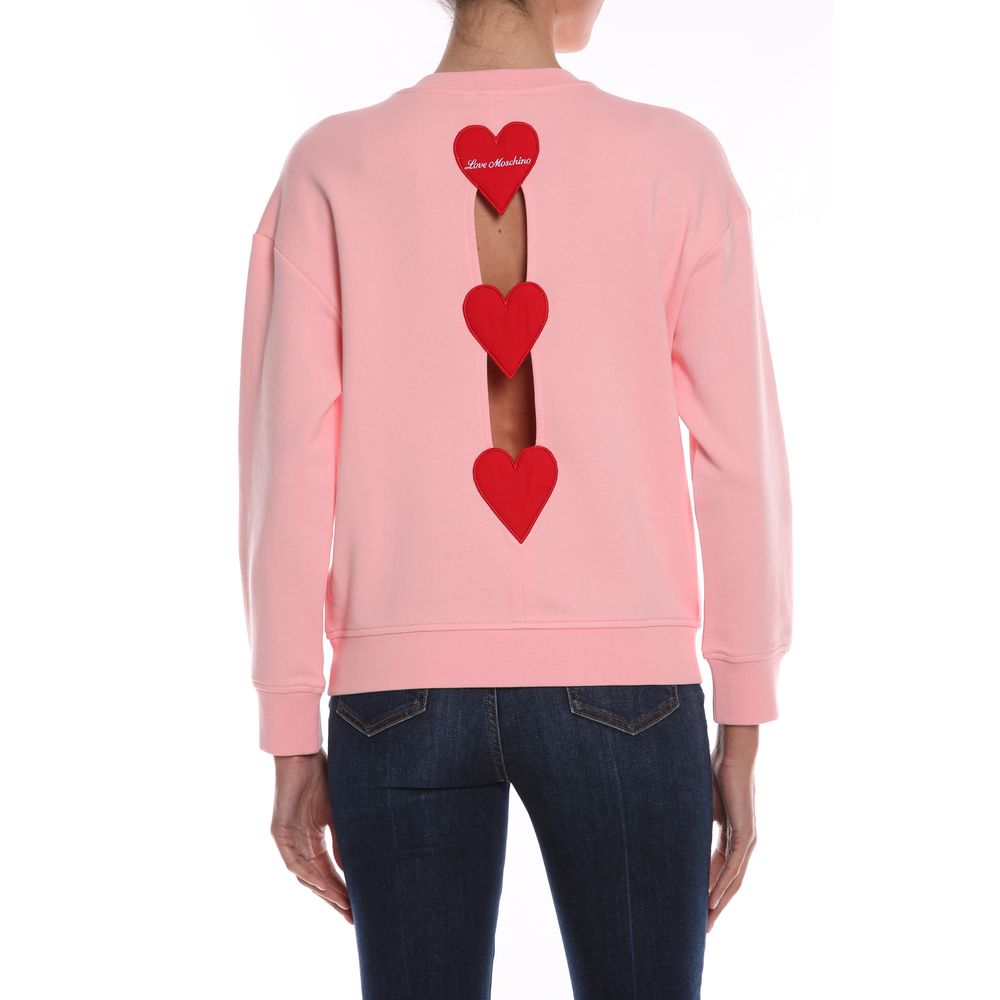 Love Moschino Chic Hearts Back Slit Crewneck Sweatshirt