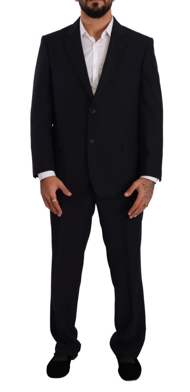 Blue Polyester Single Breasted Formal Suit