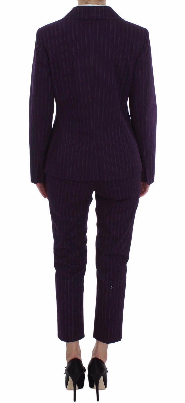 Purple Striped Stretch Coat Blazer Pants Suit