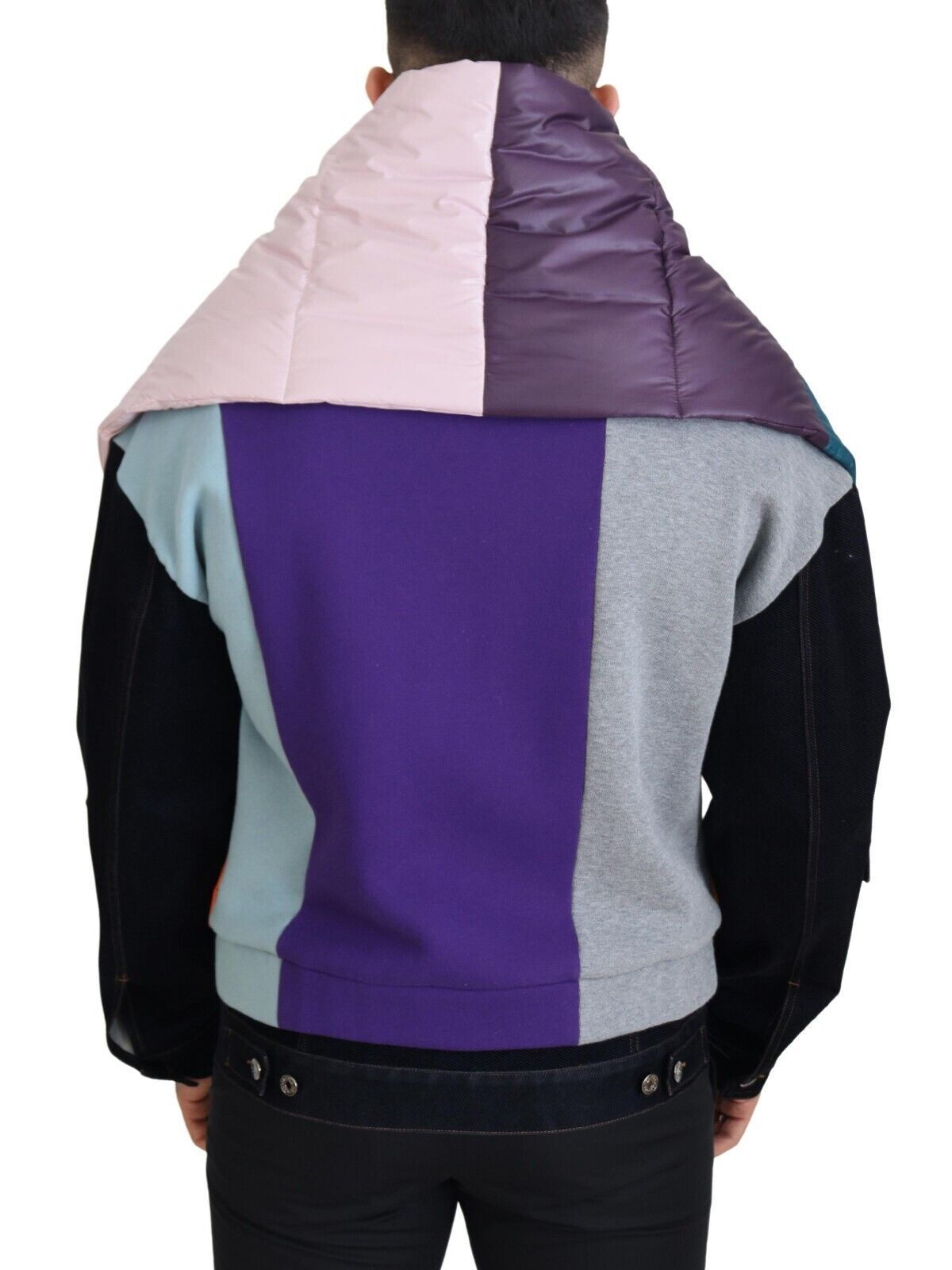 Multicolor Patchwork Denim Button Down Jacket