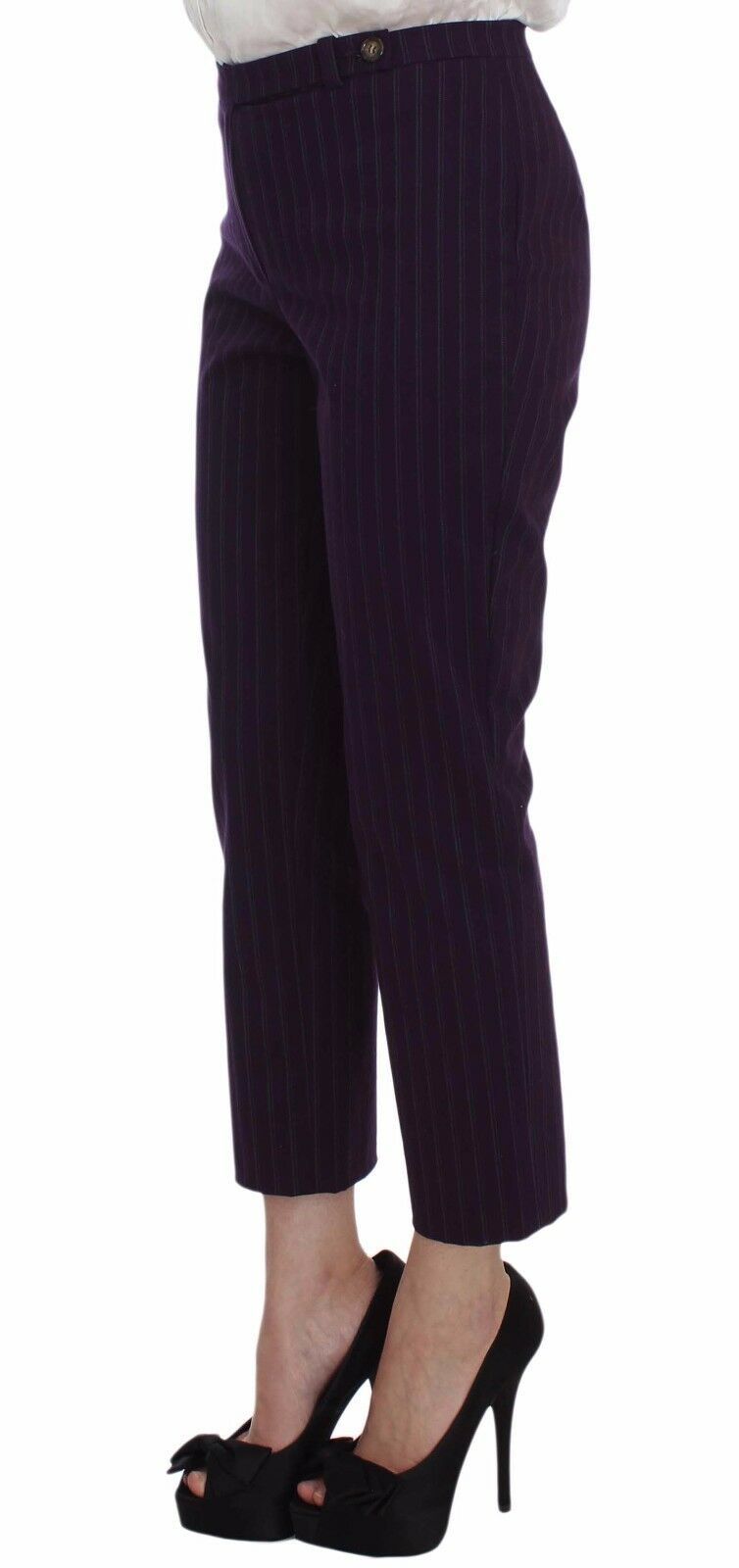 Purple Striped Stretch Coat Blazer Pants Suit