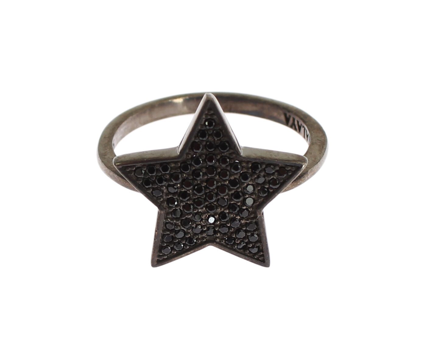 Black CZ Star 925 Silver Womens Ring