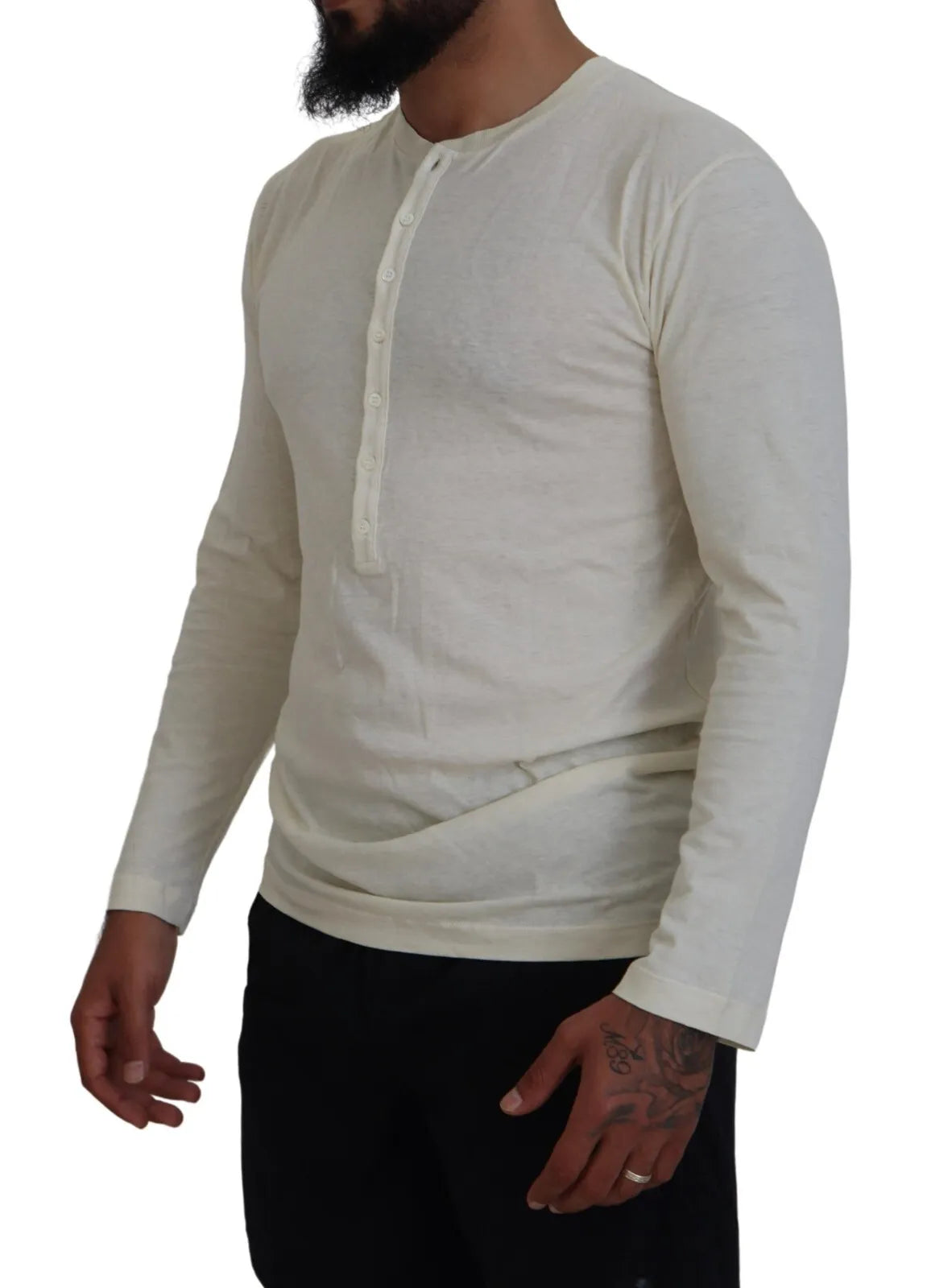 Dsquared² Beige Cotton Linen Long Sleeves Pullover Sweater