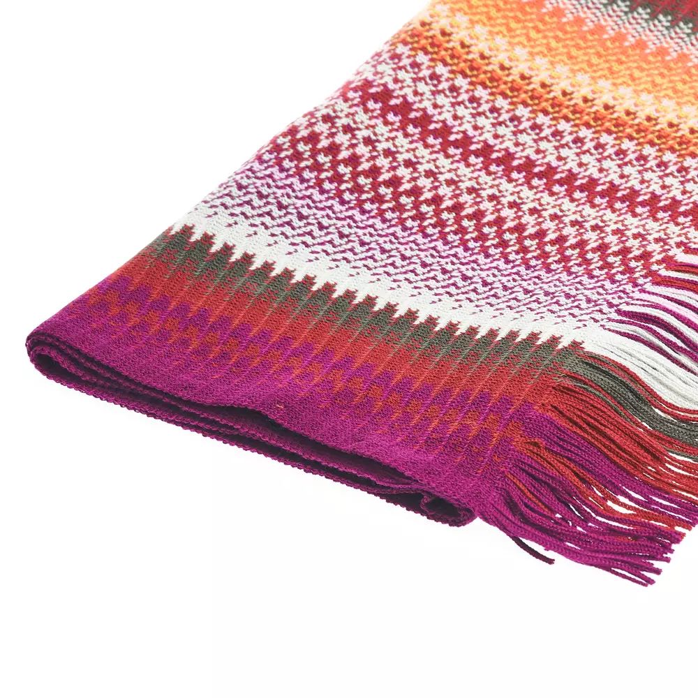 Missoni Geometric Pattern Fringed Scarf in Vibrant Hues