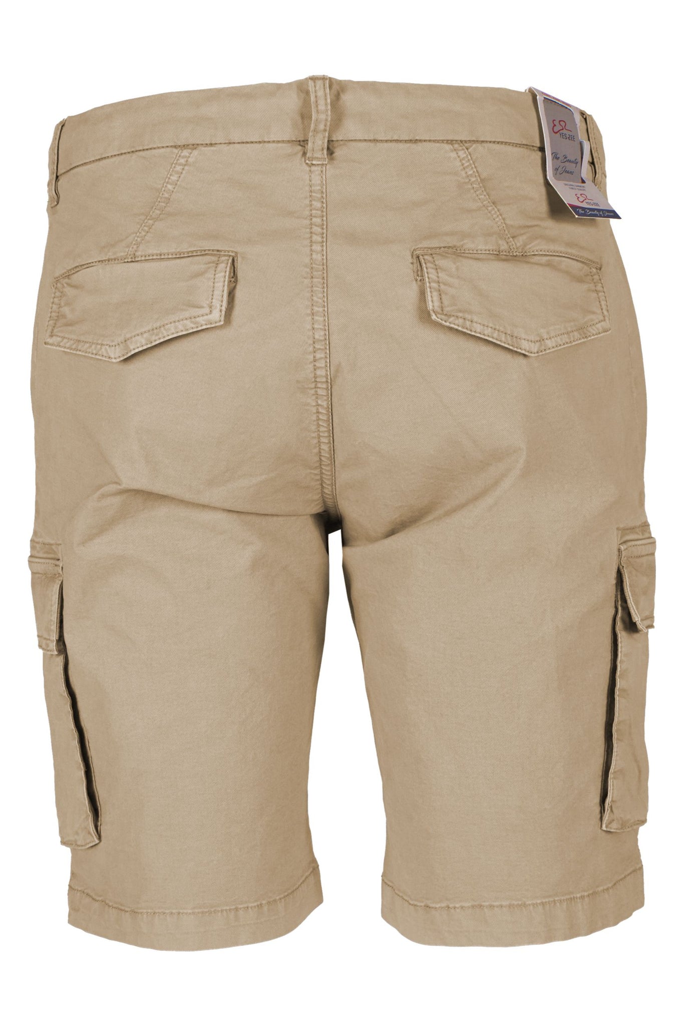 Yes Zee Beige Cargo Bermuda Shorts with Stretch Comfort