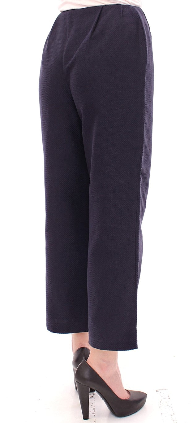 Blue Cropped Cotton Pants