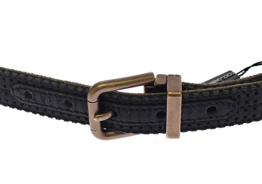 Blue Leather Logo Belt