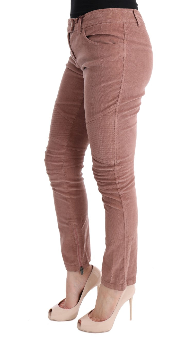 Pink Velvet Cropped Casual Pants