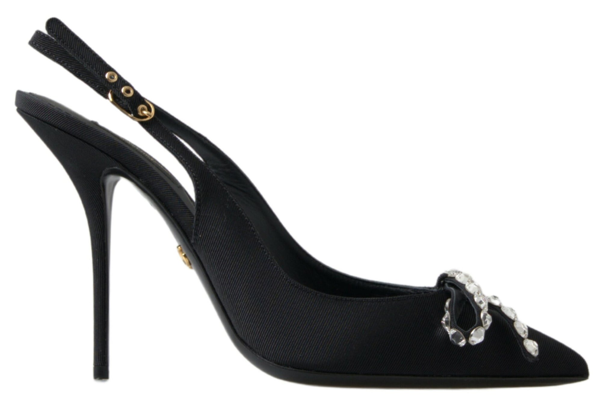 Dolce & Gabbana Black Crystal Embellished Slingback Heel Shoes