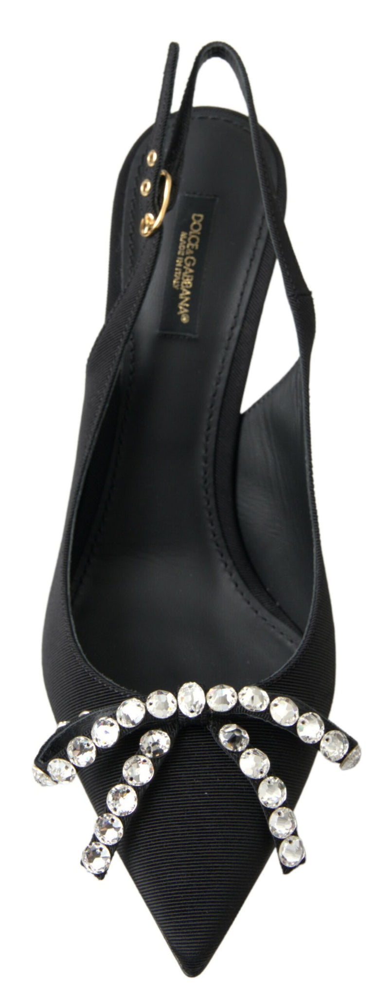 Dolce & Gabbana Black Crystal Embellished Slingback Heel Shoes