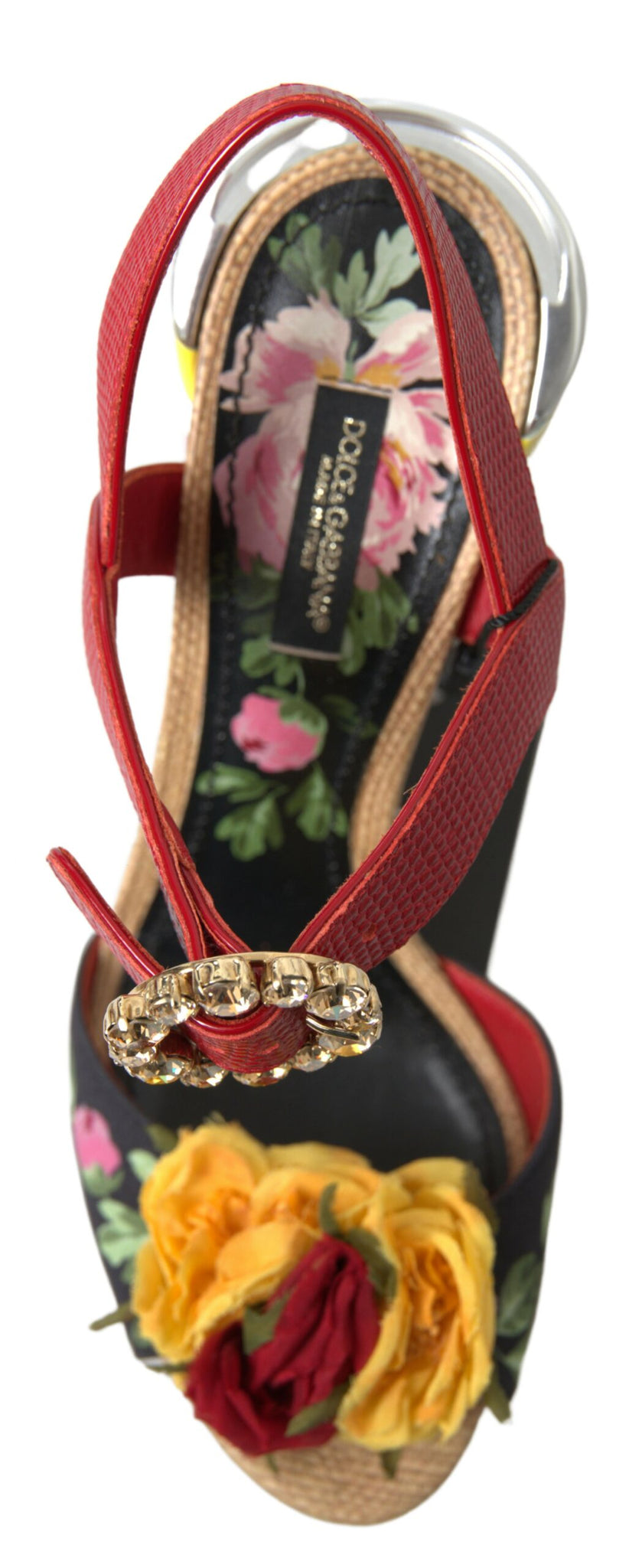 Dolce & Gabbana Multicolor Crystal Leather Amore Heels Sandals