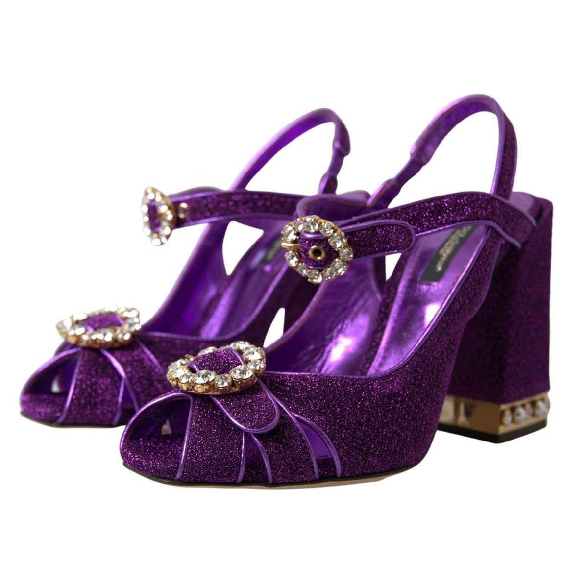 Dolce & Gabbana Purple Ankle Strap Sandals Crystal Shoes