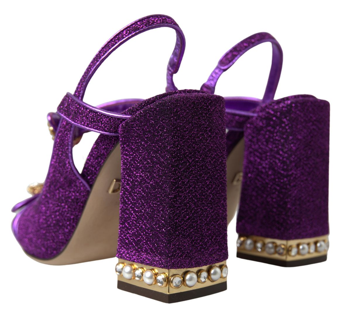 Dolce & Gabbana Purple Ankle Strap Sandals Crystal Shoes