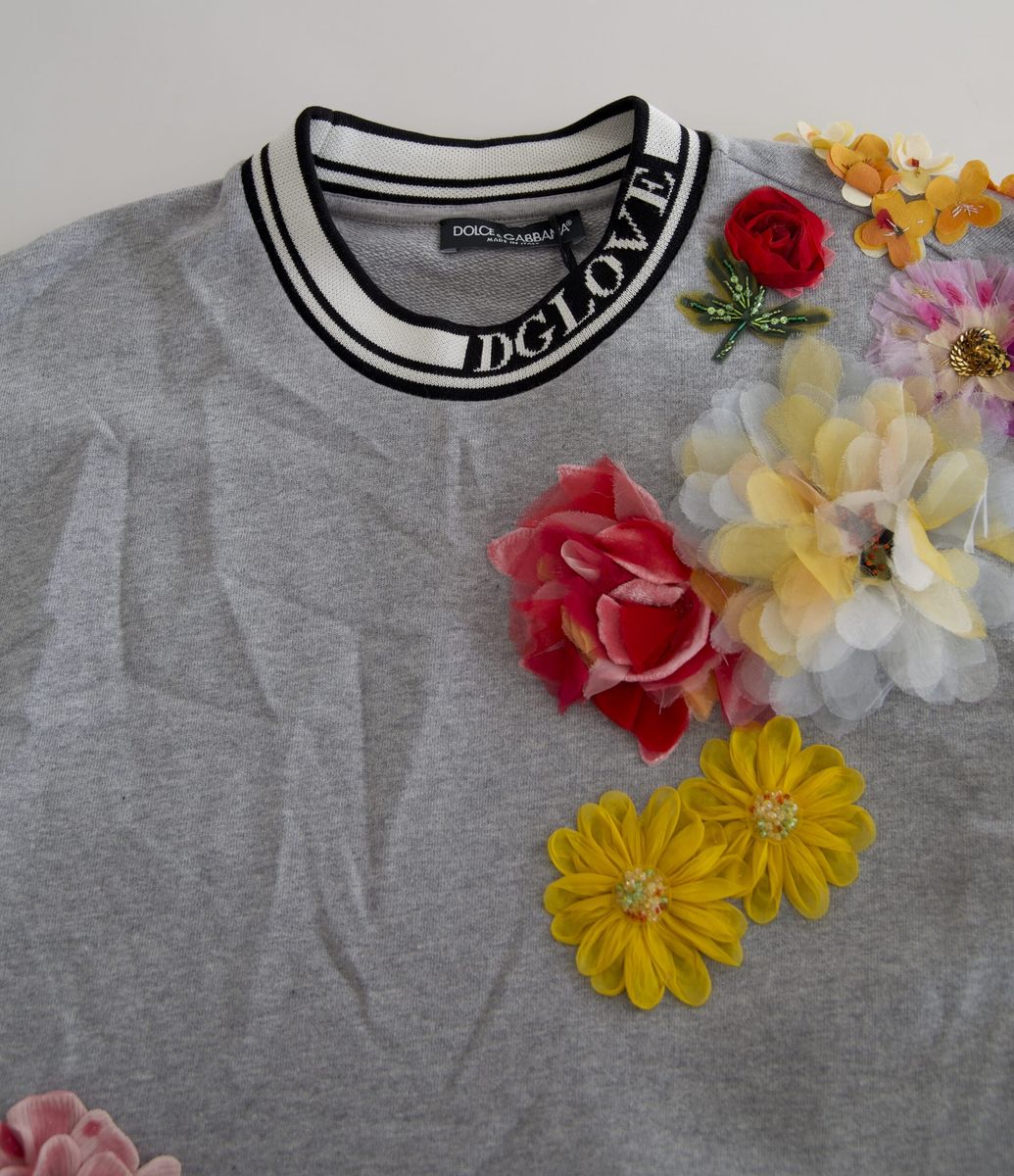 Dolce & Gabbana Gray DG Amore Queen Floral Pullover Sweater