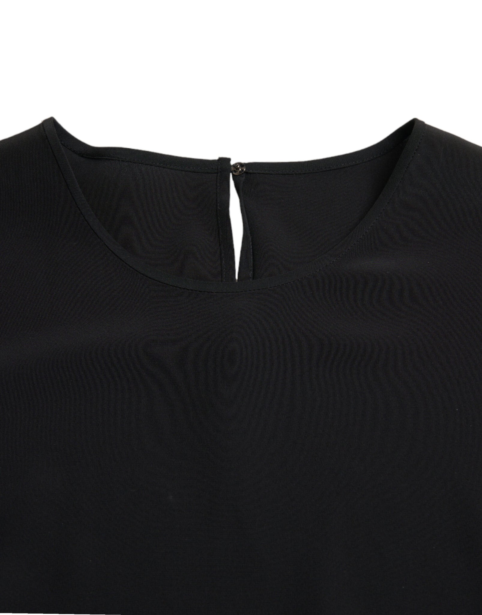 Dolce & Gabbana Black Silk Round Neck Short Sleeve Blouse Top