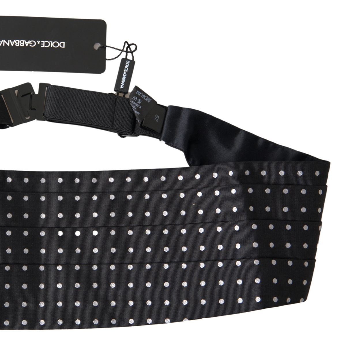 Dolce & Gabbana Black Silk Polka Waist Tuxedo Belt Cummerbund