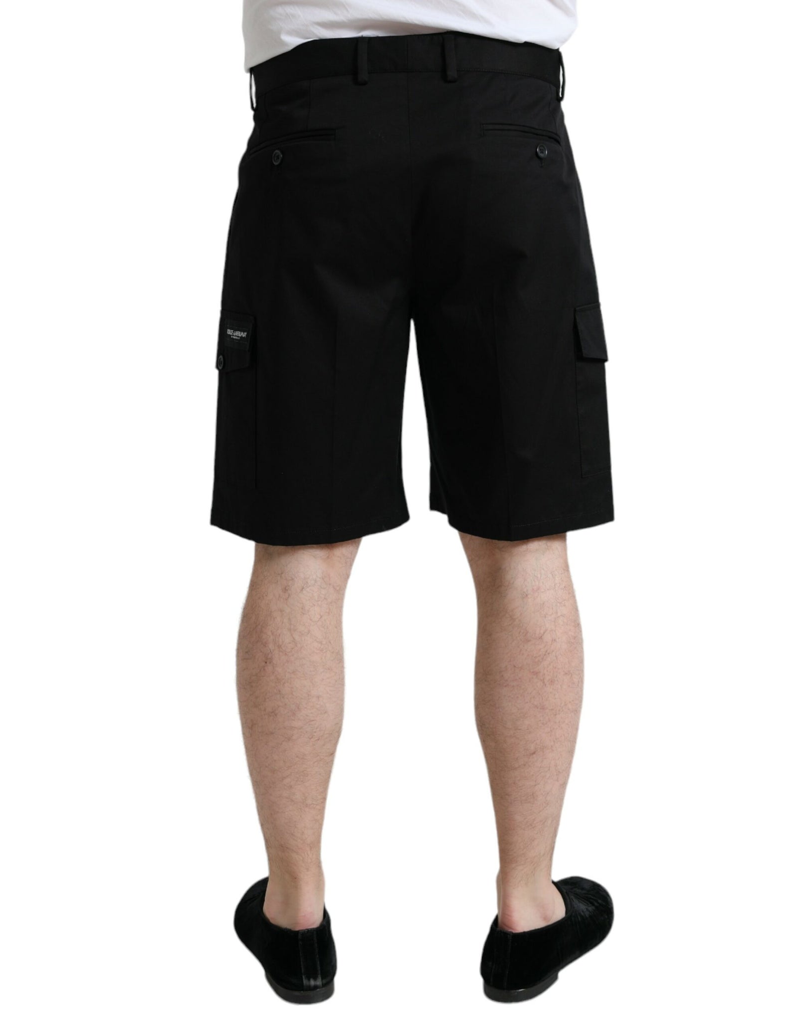 Dolce & Gabbana Black Cotton Stretch Cargo Bermuda Shorts