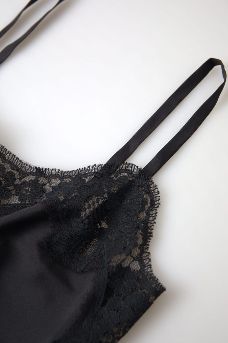 Dolce & Gabbana Black Lace Silk Sleepwear Camisole Underwear