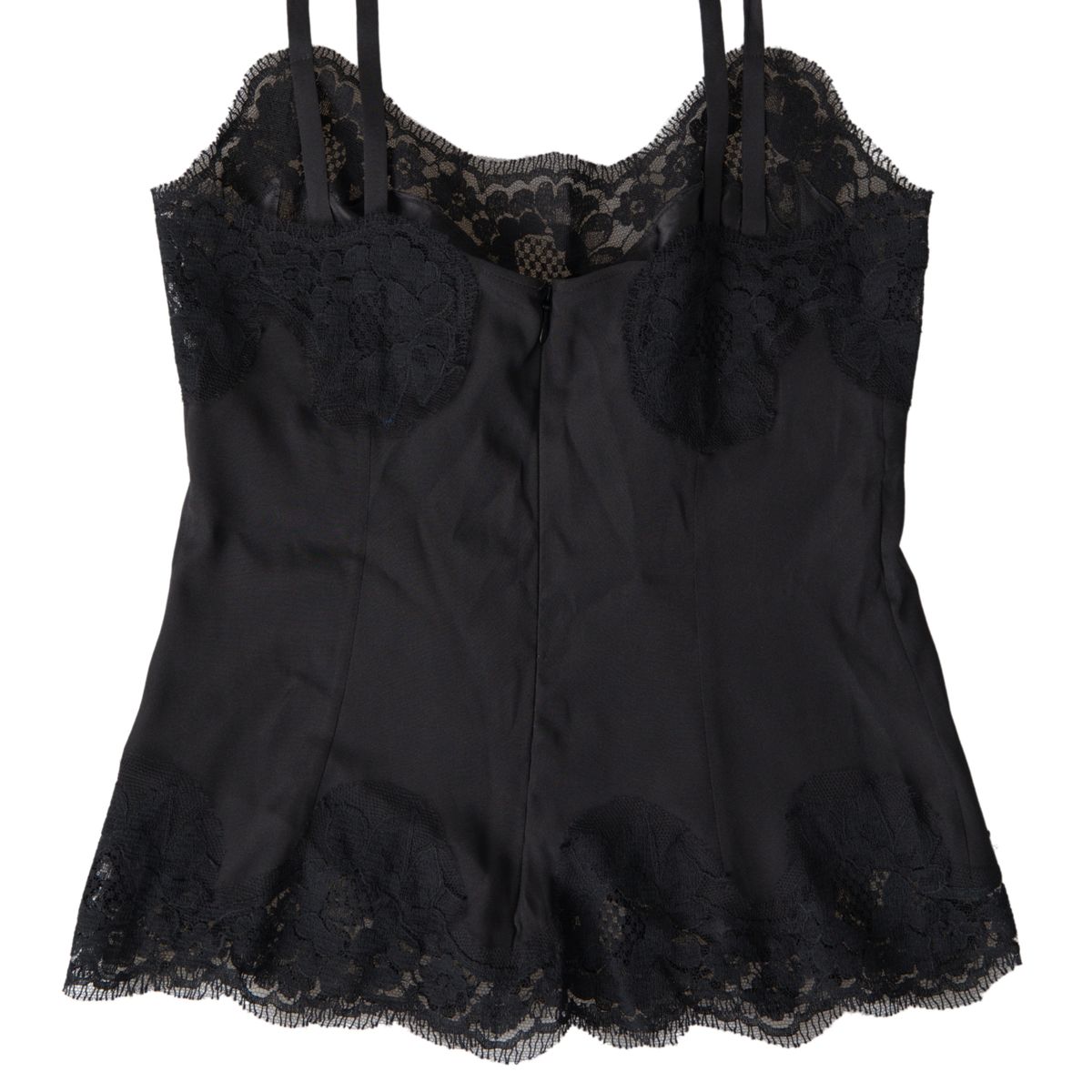 Dolce & Gabbana Black Lace Silk Sleepwear Camisole Underwear