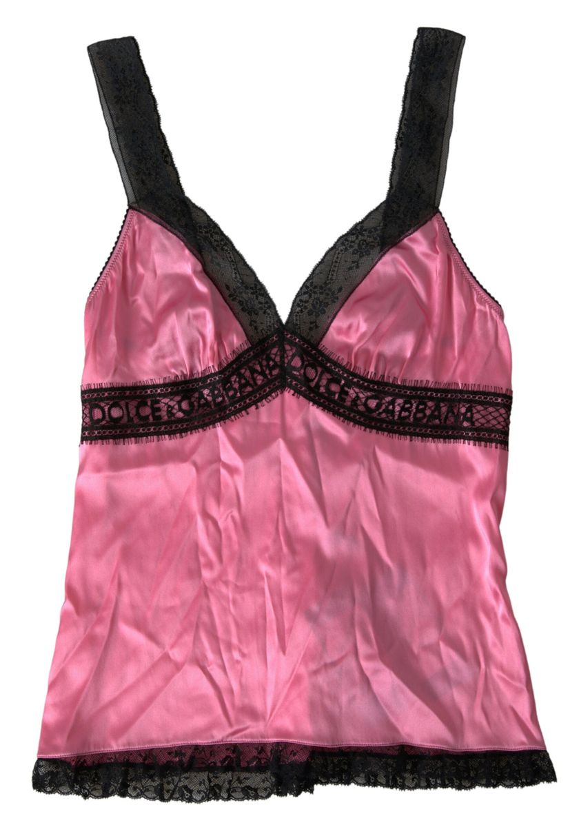 Dolce & Gabbana Pink Lace Silk Sleepwear Camisole Top Underwear