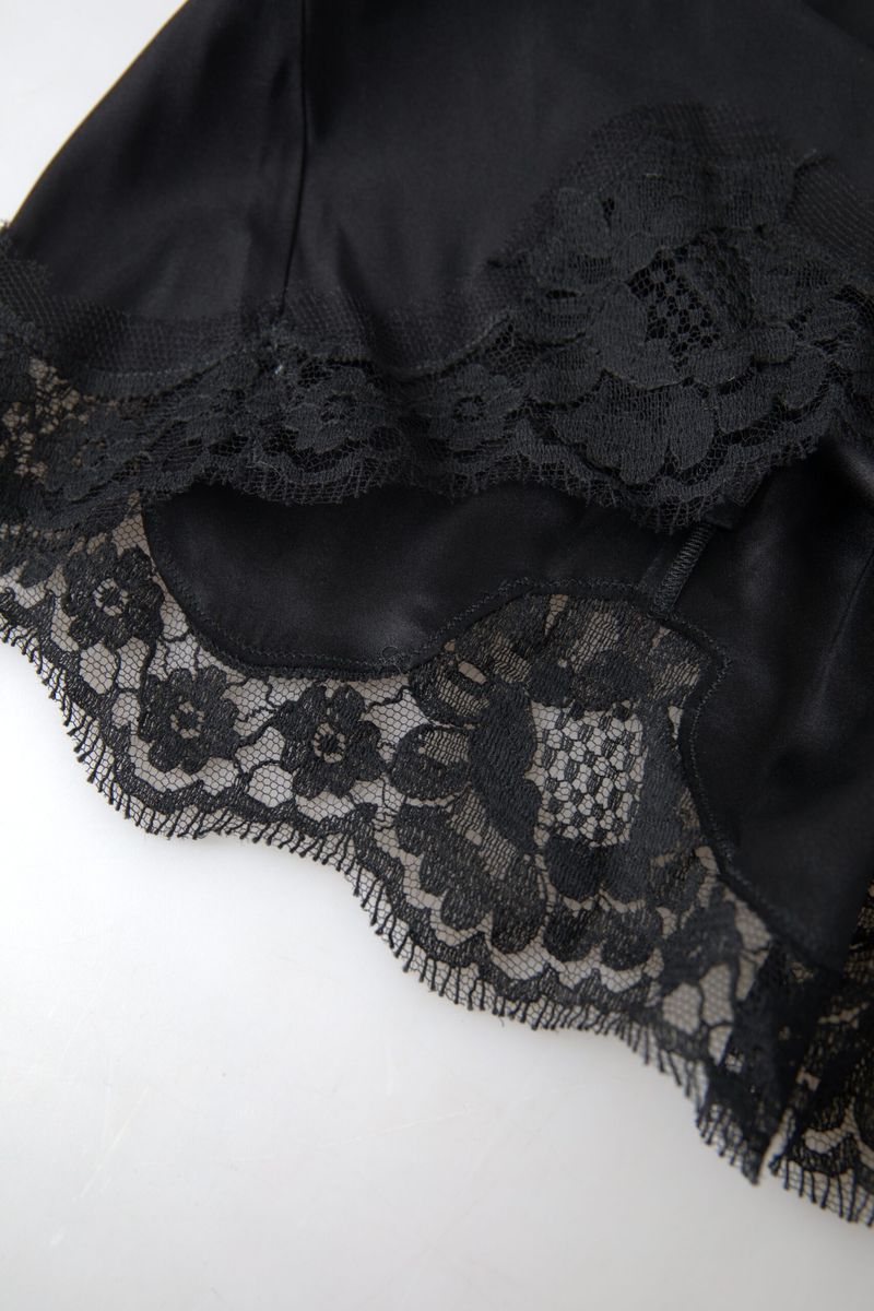 Dolce & Gabbana Black Lace Silk Sleepwear Camisole Underwear