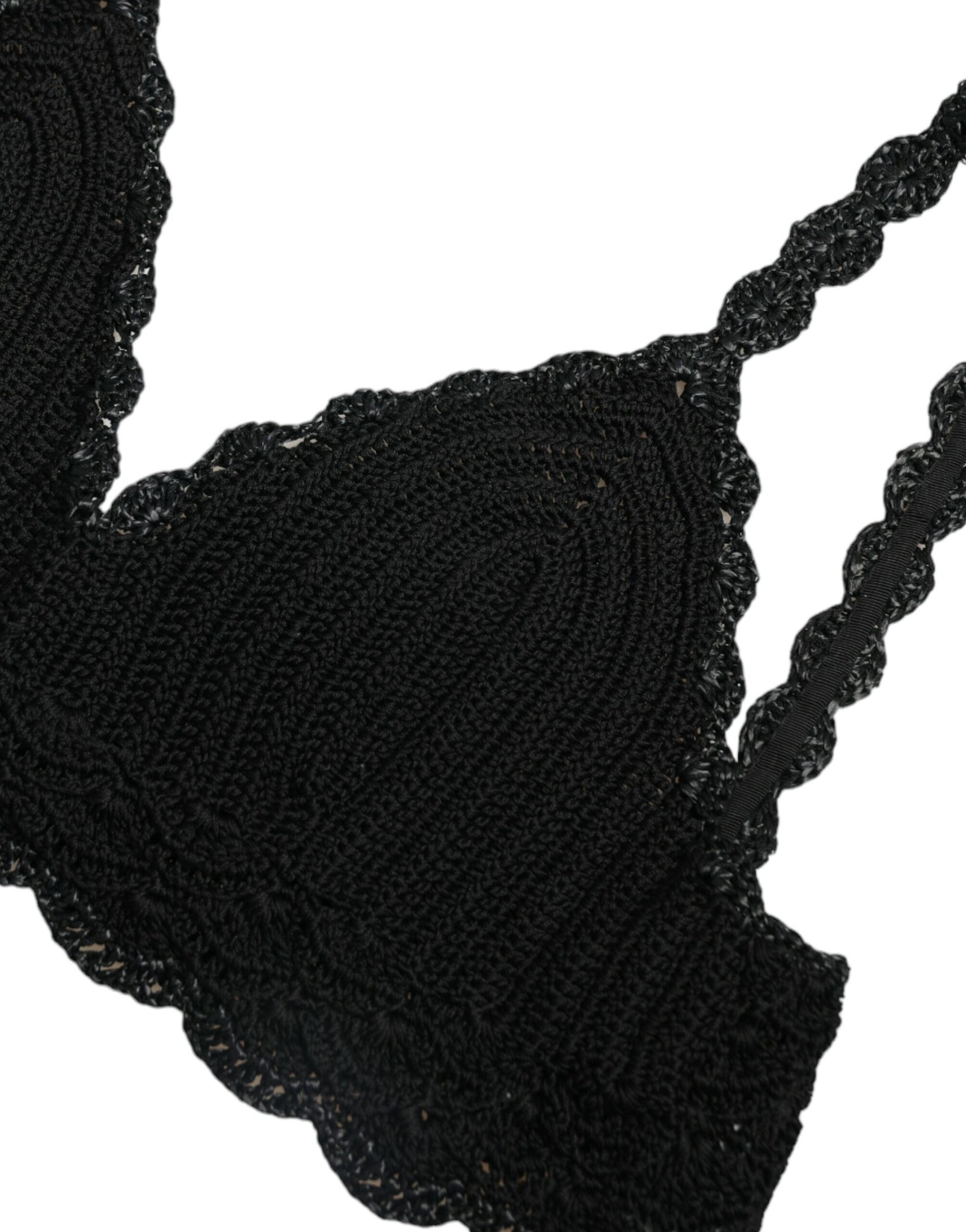 Dolce & Gabbana Black Cotton Bustier Cropped Crochet Tank Top