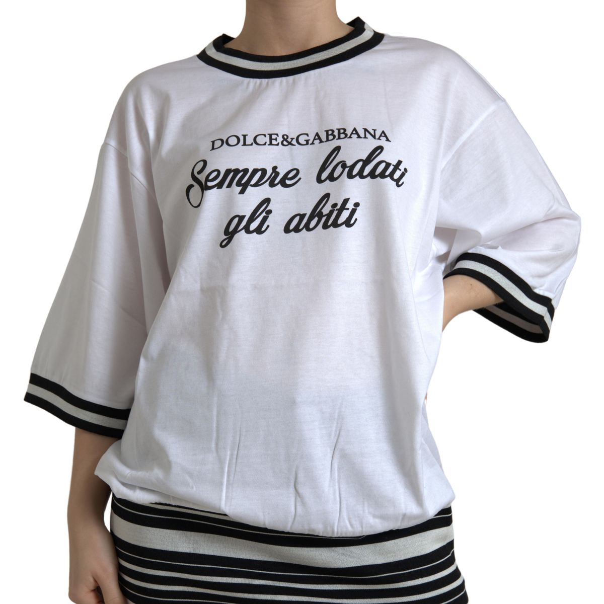 Dolce & Gabbana White Cotton DG Fashion Crew Neck Tee T-shirt