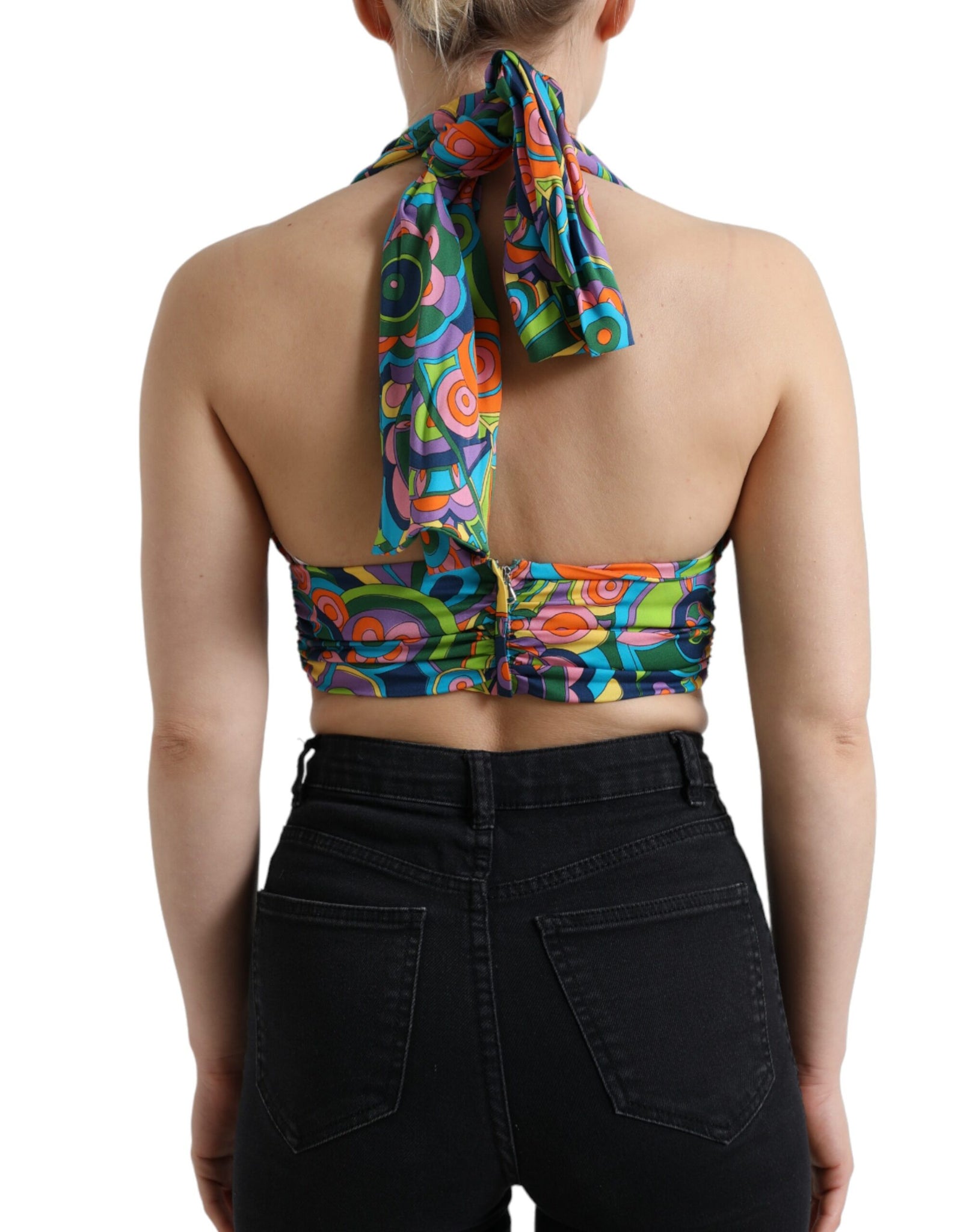 Dolce & Gabbana Multicolor Halter Sleeveless Cropped Tank Top