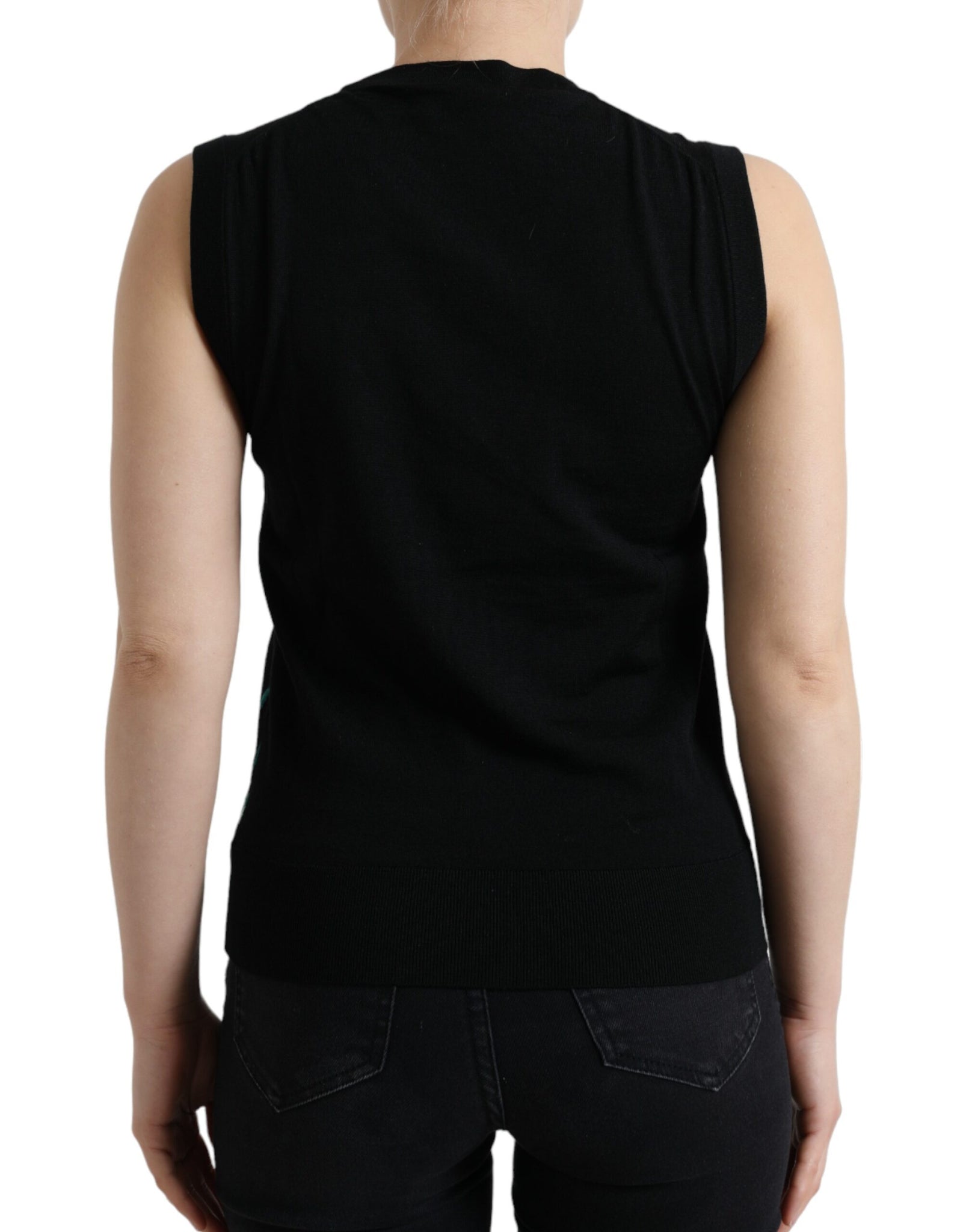 Dolce & Gabbana Black Bird Wool Knit Sleeveless Tank T-shirt