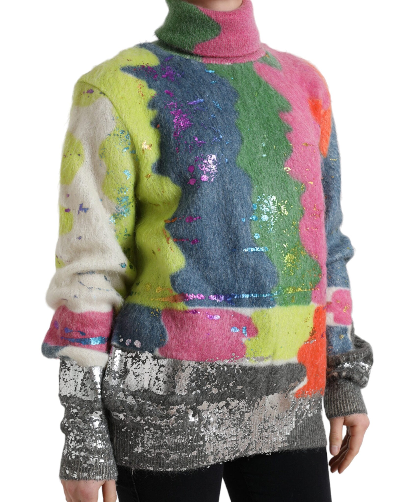 Dolce & Gabbana Multicolor Mohair Turtleneck Pullover Sweater