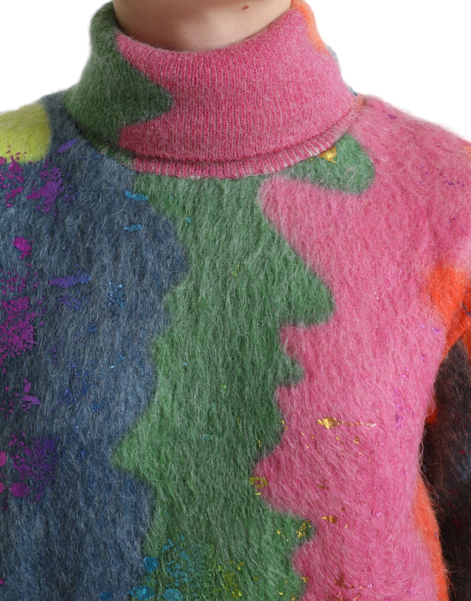 Dolce & Gabbana Multicolor Mohair Turtleneck Pullover Sweater