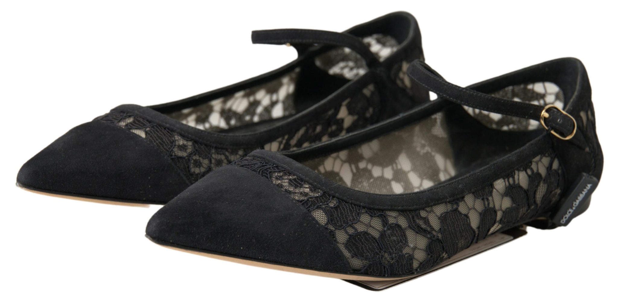 Dolce & Gabbana Black Lace Loafers Ballerina Flats Shoes