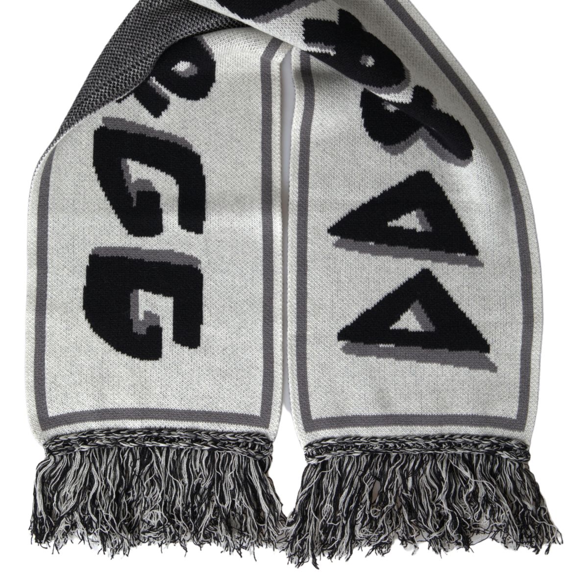 Dolce & Gabbana Gray Cashmere Knitted Wrap Shawl Fringe Scarf