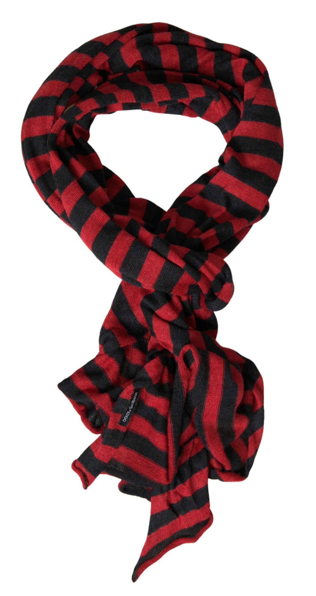 Dolce & Gabbana Red Black Stripes Acrylic Wrap Shawl Scarf