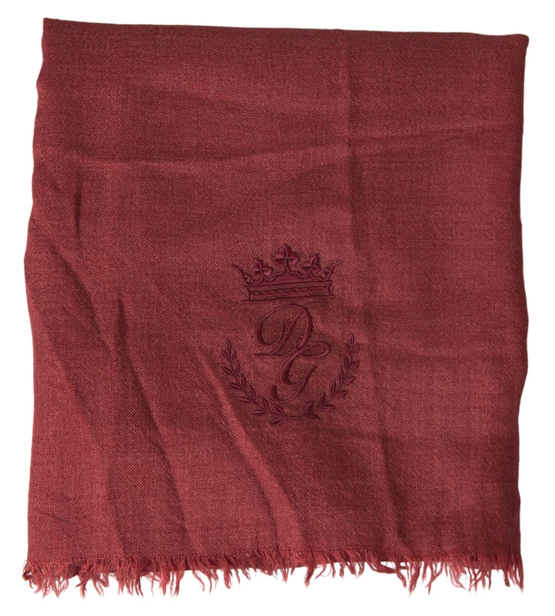 Dolce & Gabbana Maroon Cashmere Knit Wrap Shawl Fringe Scarf