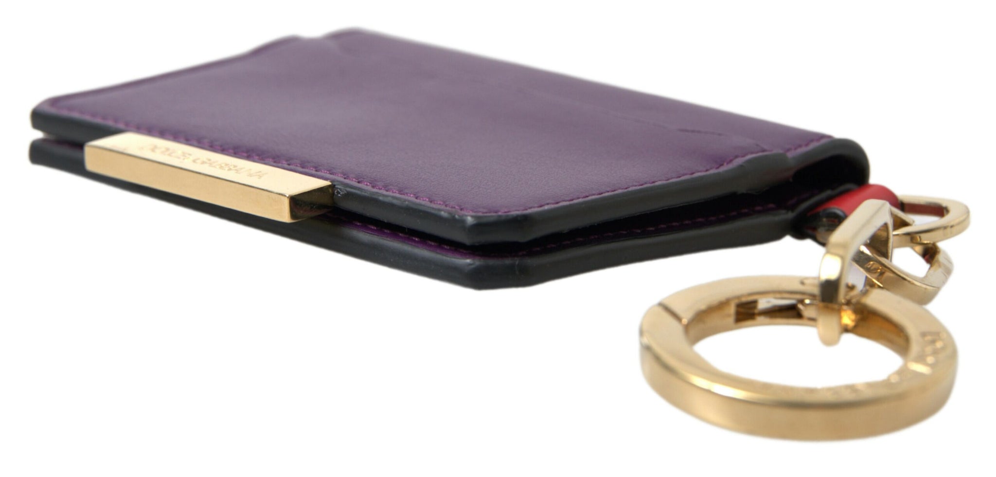 Dolce & Gabbana Purple Calf Leather Bifold Logo Card Holder Wallet