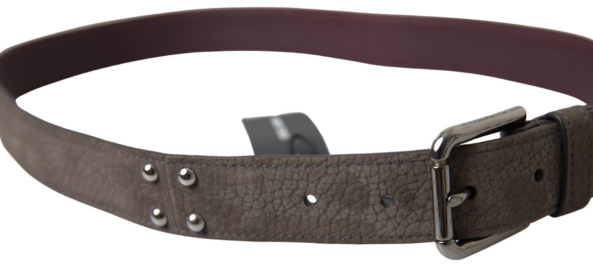 Dolce & Gabbana Brown Leather Metal Buckle Men Cintura Belt