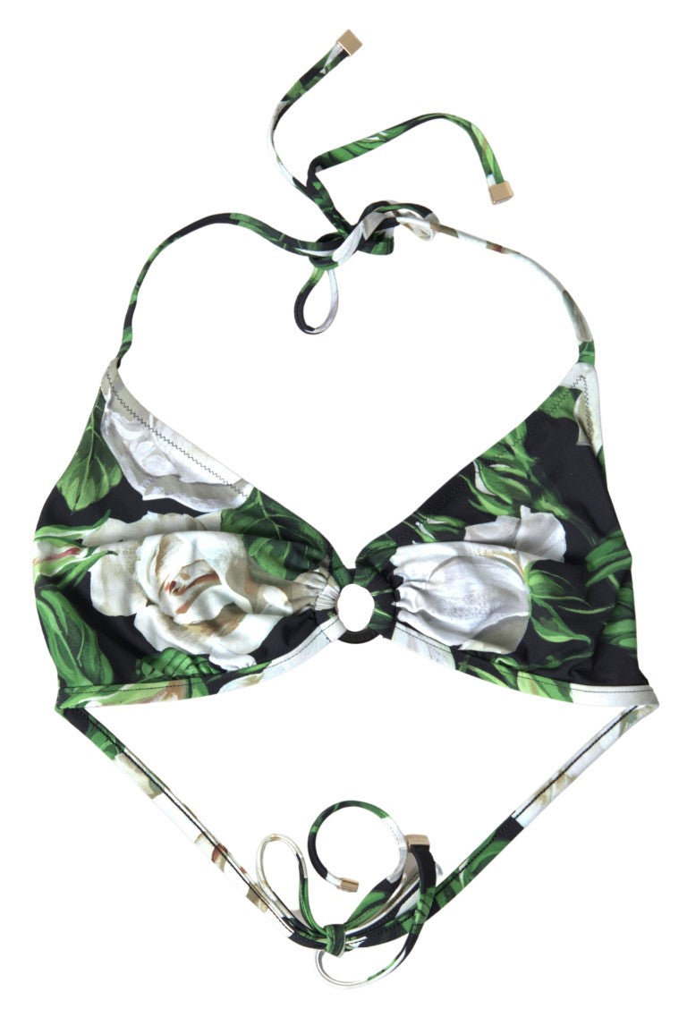 Dolce & Gabbana Black Floral Two Piece Beachwear Swimwear Bikini