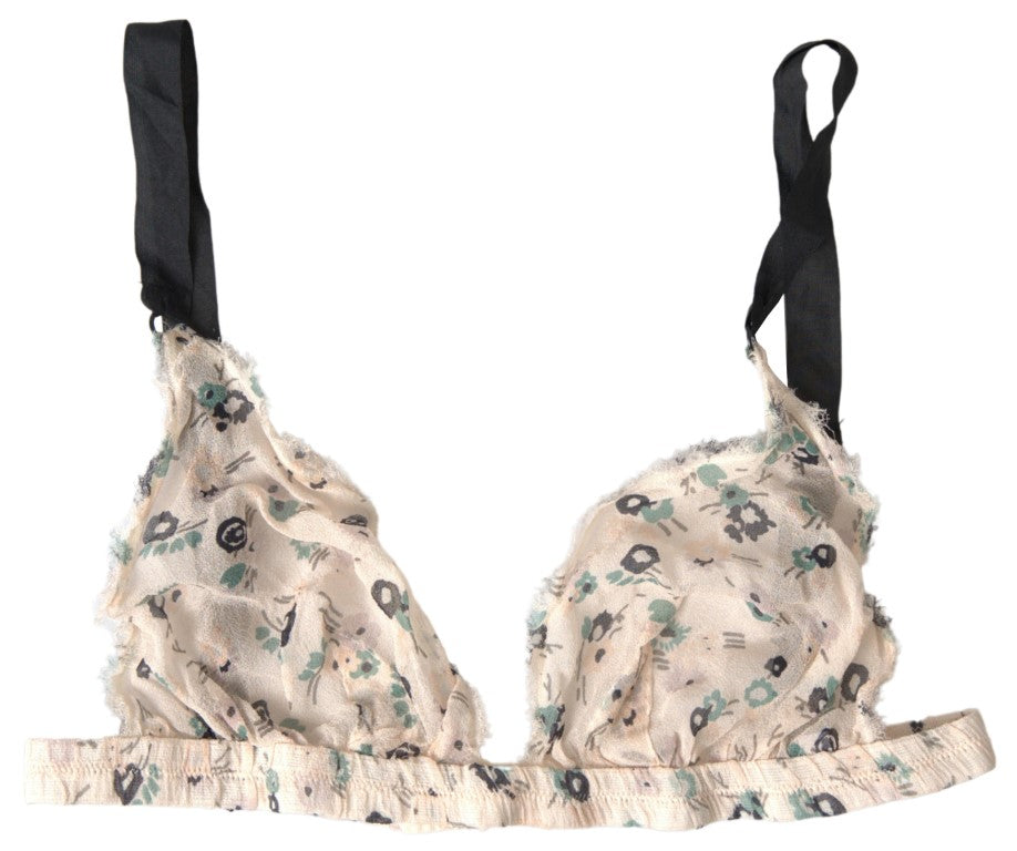 Costume National Beige Floral Underwear Bikini Bra