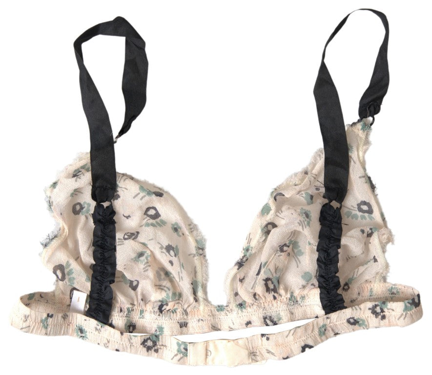 Costume National Beige Floral Underwear Bikini Bra