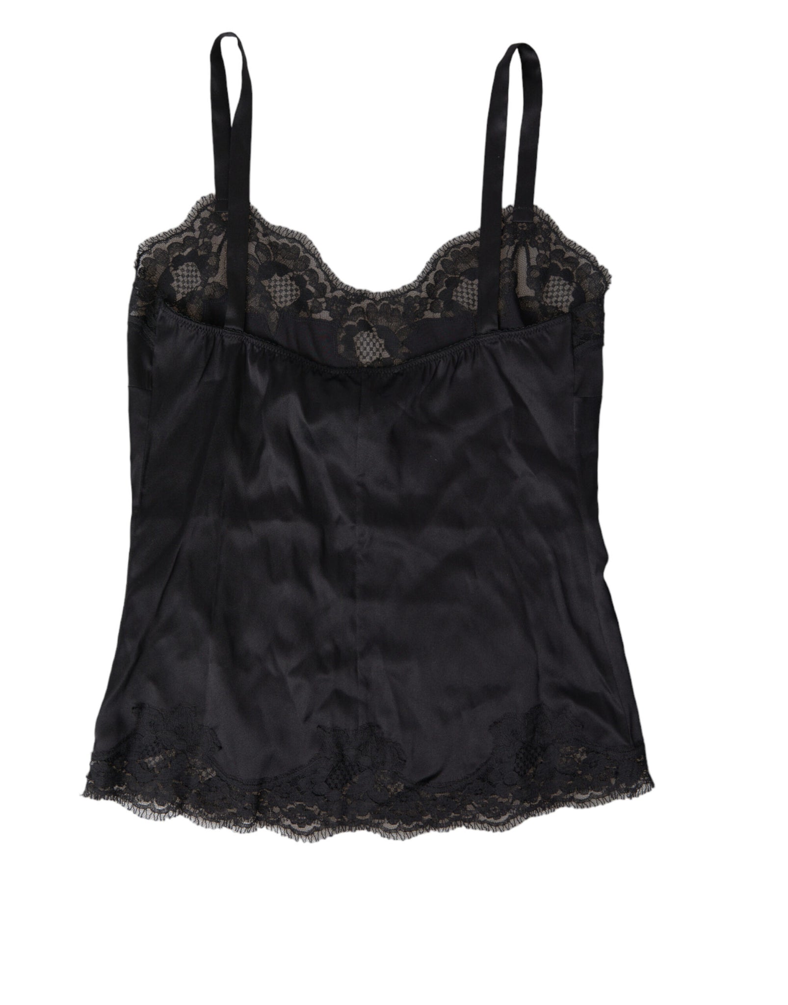 Dolce & Gabbana Black Lace Silk Sleepwear Camisole Top Underwear