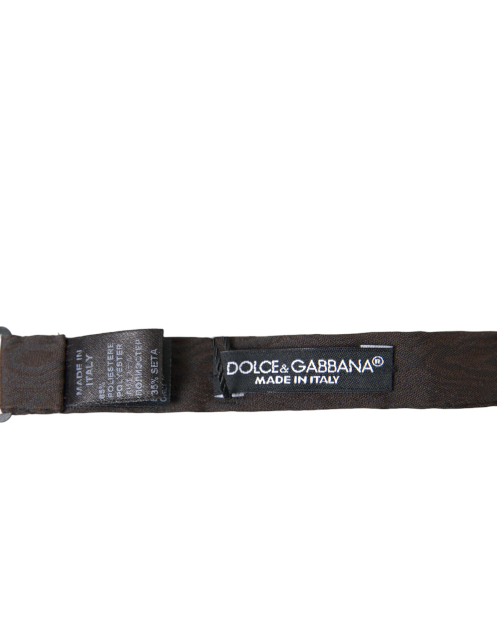 Dolce & Gabbana Brown Polyester Silk Adjustable Neck Men Papillon Bow Tie