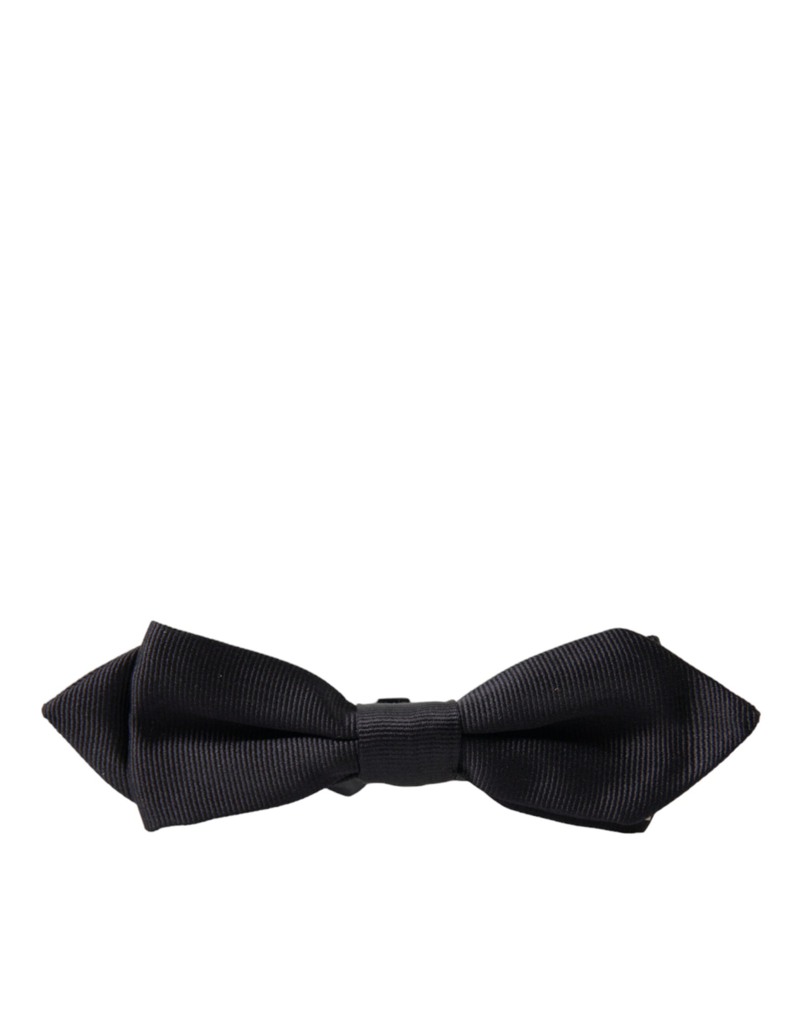 Dolce & Gabbana Black Solid Silk Adjustable Neck Papillon Bow Tie