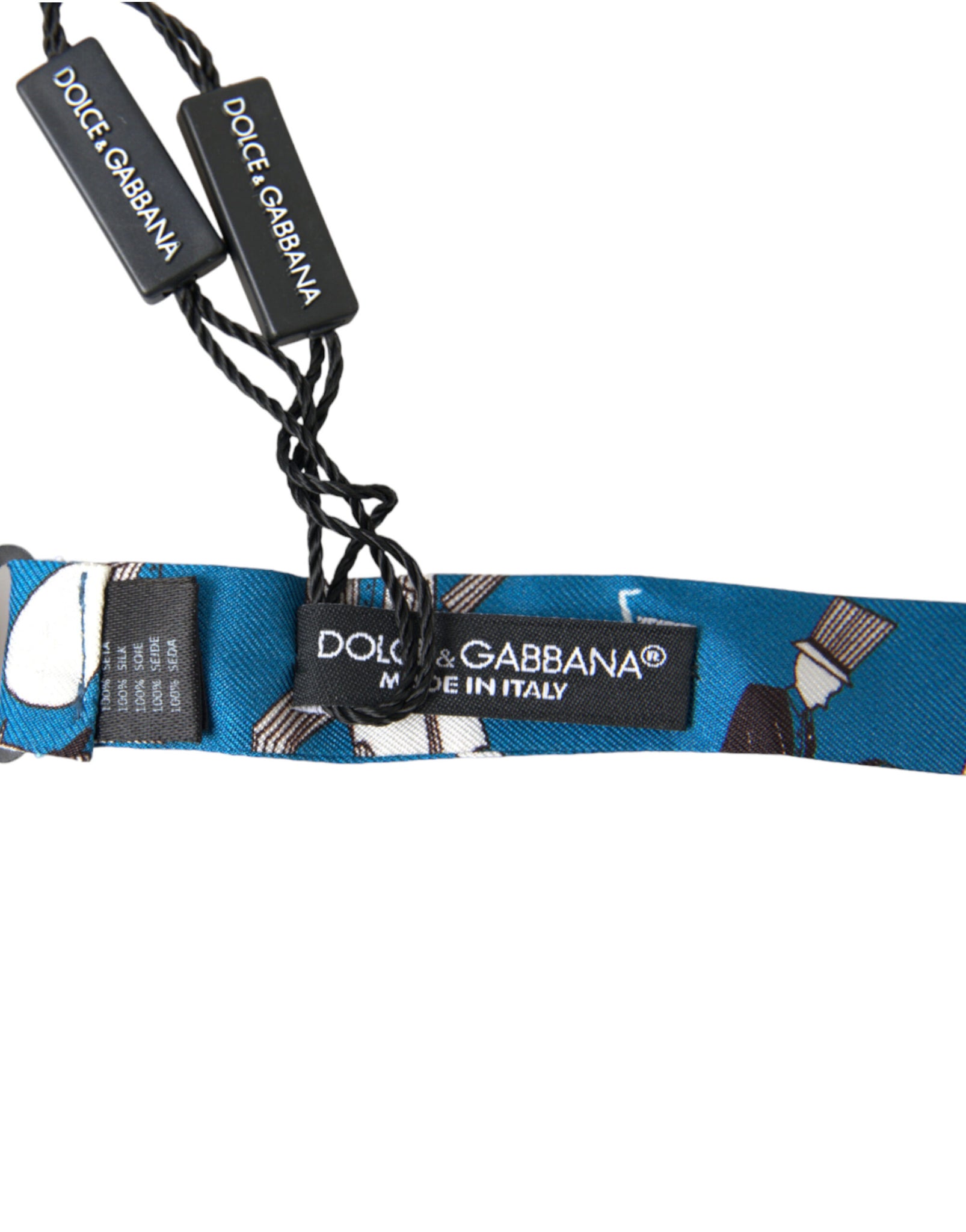 Dolce & Gabbana Blue Jazz Club Silk Adjustable Neck Papillon Bow Tie