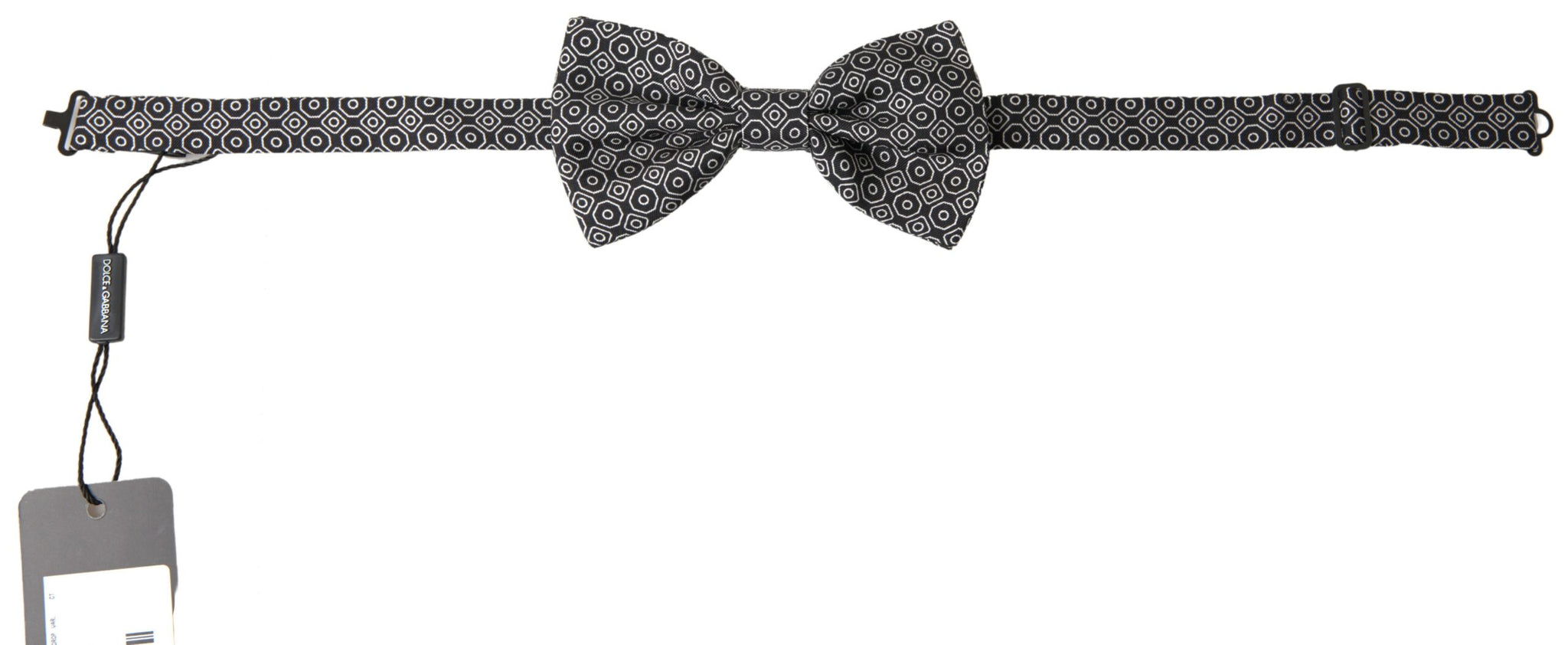 Dolce & Gabbana Black White Pattern Adjustable Neck Papillon Bow Tie