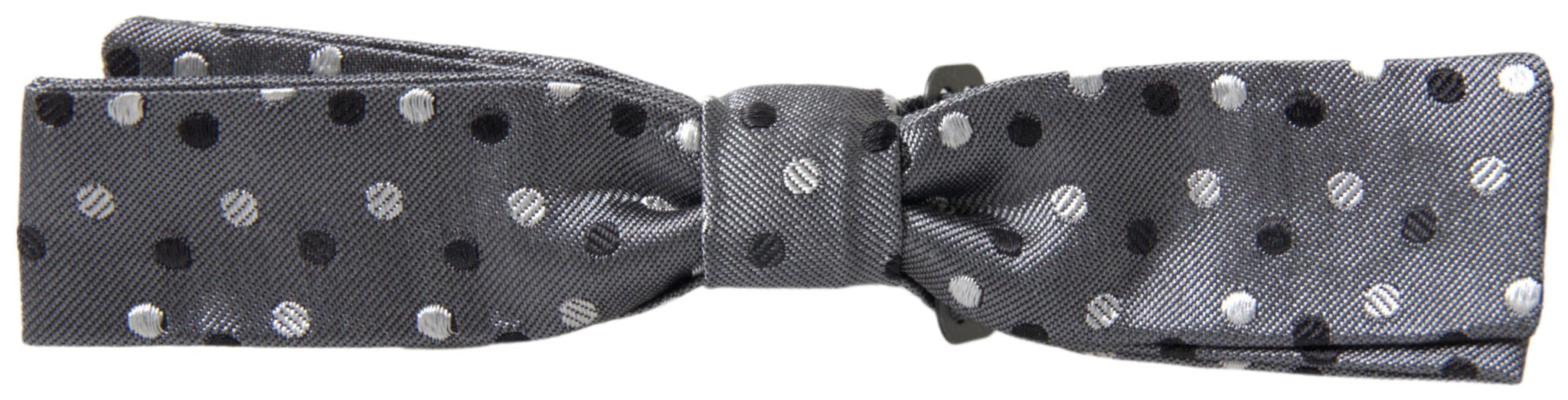 Dolce & Gabbana Gray Polka Dot Silk Adjustable Men Neck Papillon Bow Tie