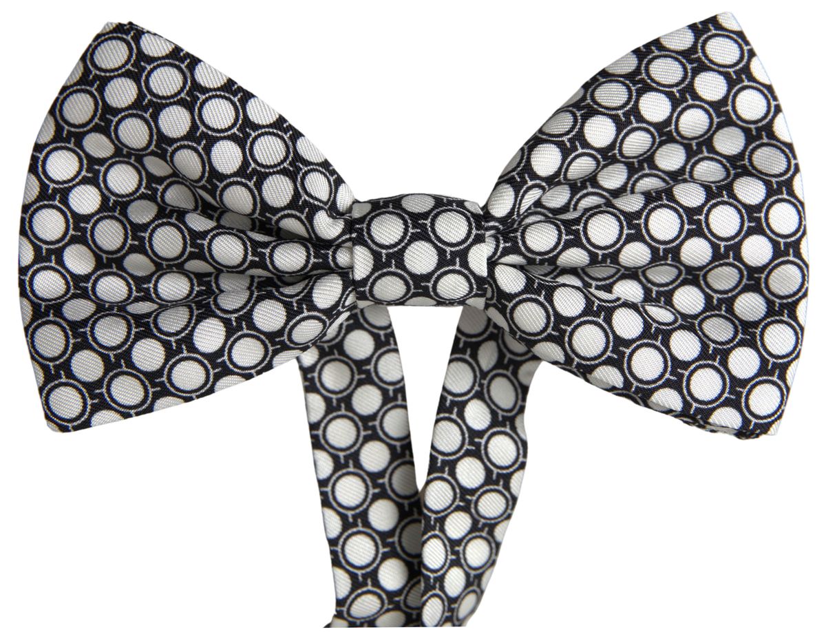 Dolce & Gabbana Black White Circles Adjustable Neck Papillon Men Bow Tie