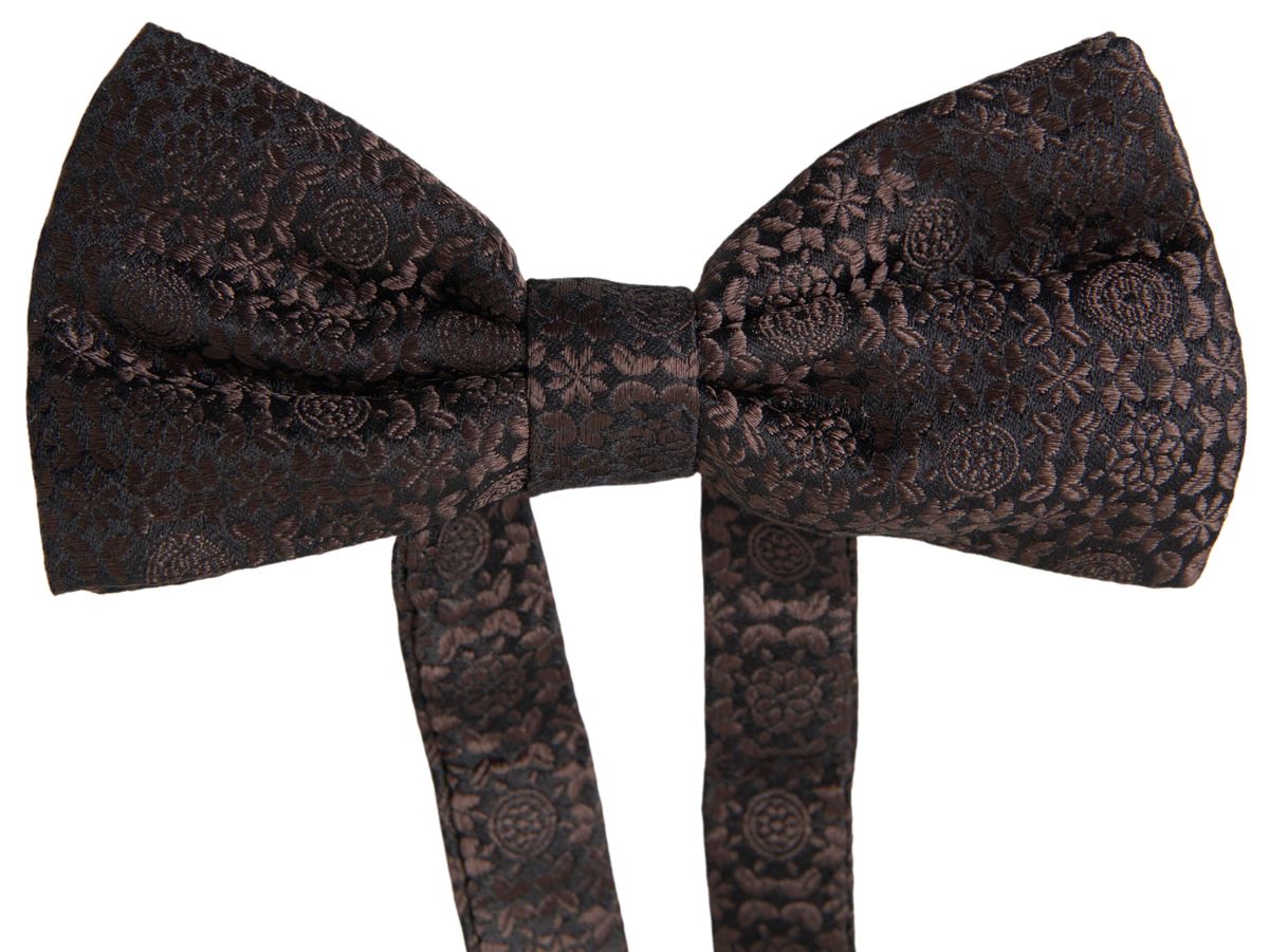 Dolce & Gabbana Brown Floral Jacquard Adjustable Neck Papillon Bow Tie