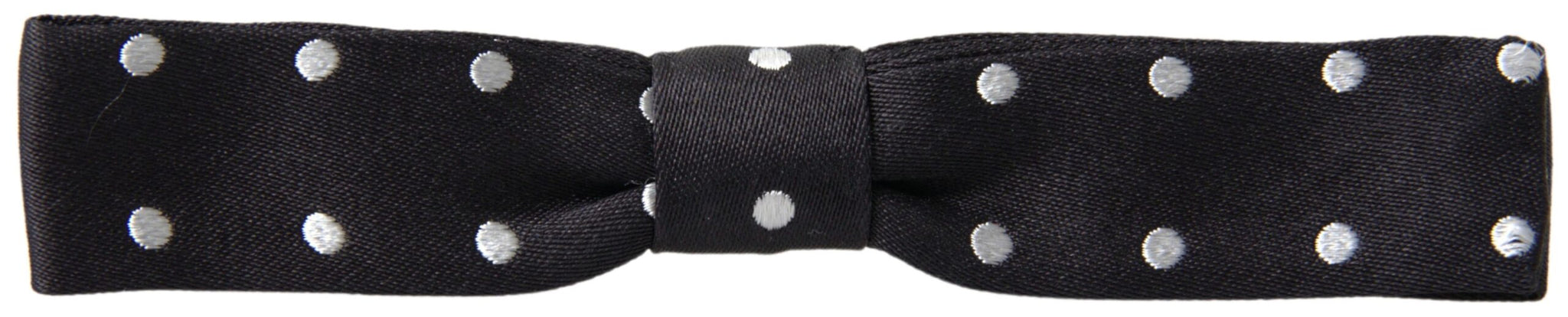 Dolce & Gabbana Black Polka Dot Silk Adjustable Men Neck Papillon Bow Tie